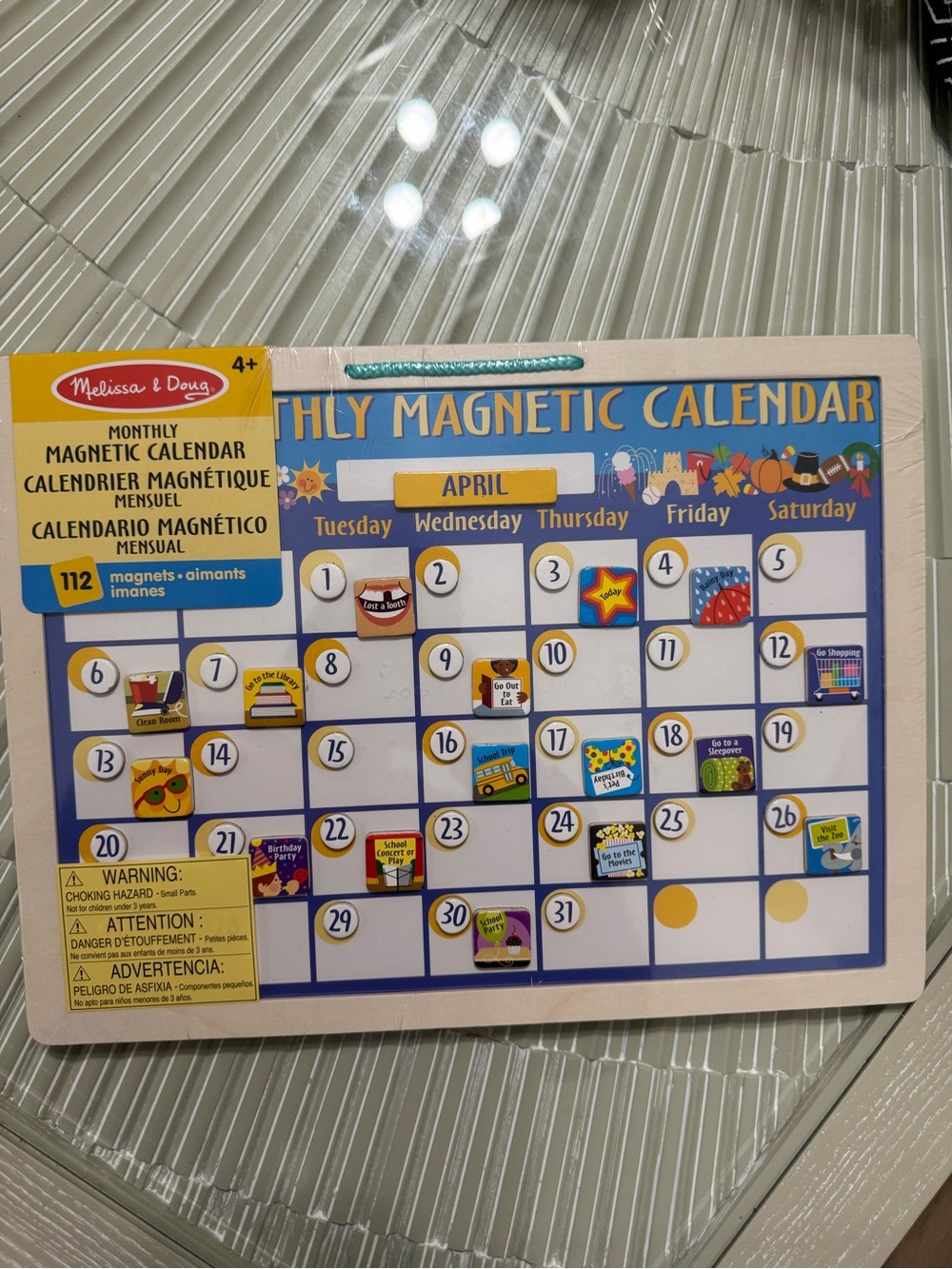 Melissa & Doug Monthly Magnetic Calendar - Blue & Yellow